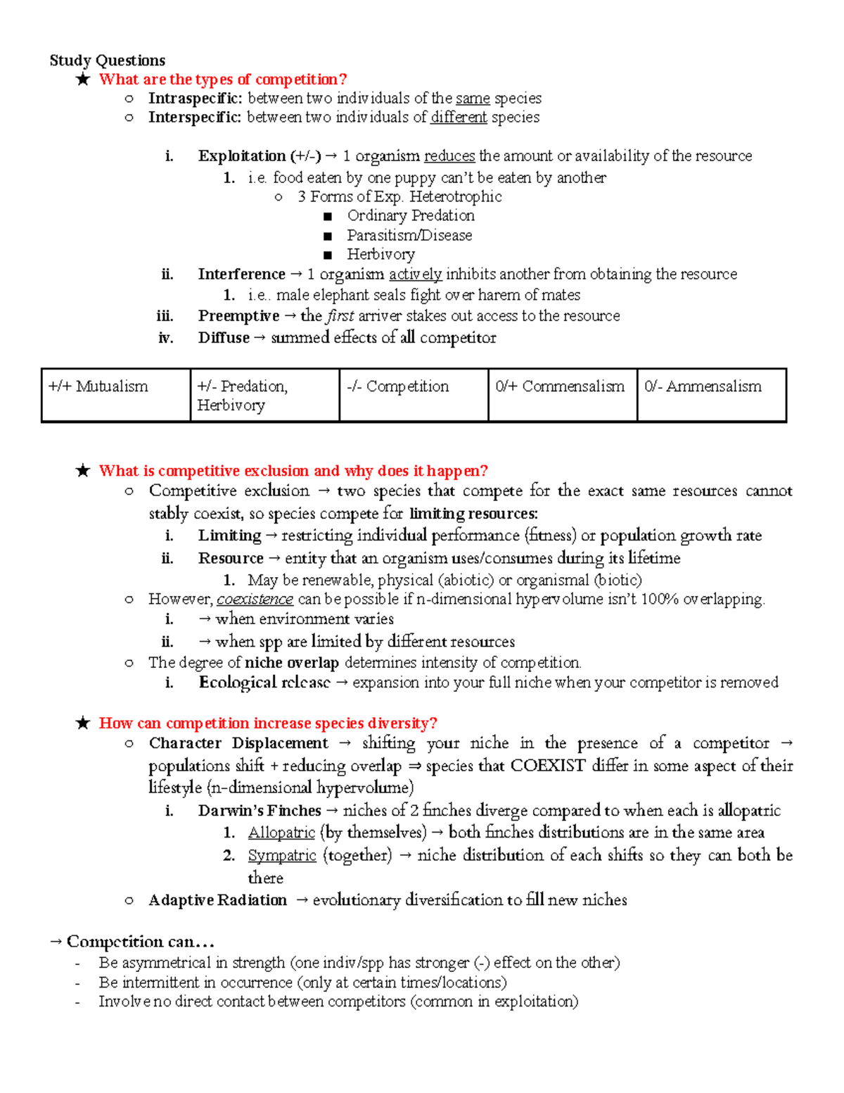 EEMB 120 Final Study Guide - Study Questions What are the types of ...
