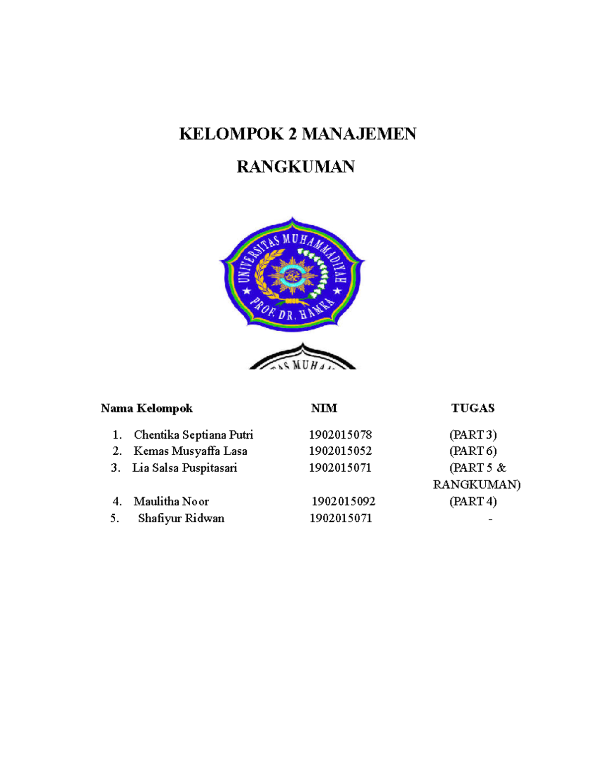 Kelompok 2 Manajemen Chapter 6 - KELOMPOK 2 MANAJEMEN RANGKUMAN Nama ...