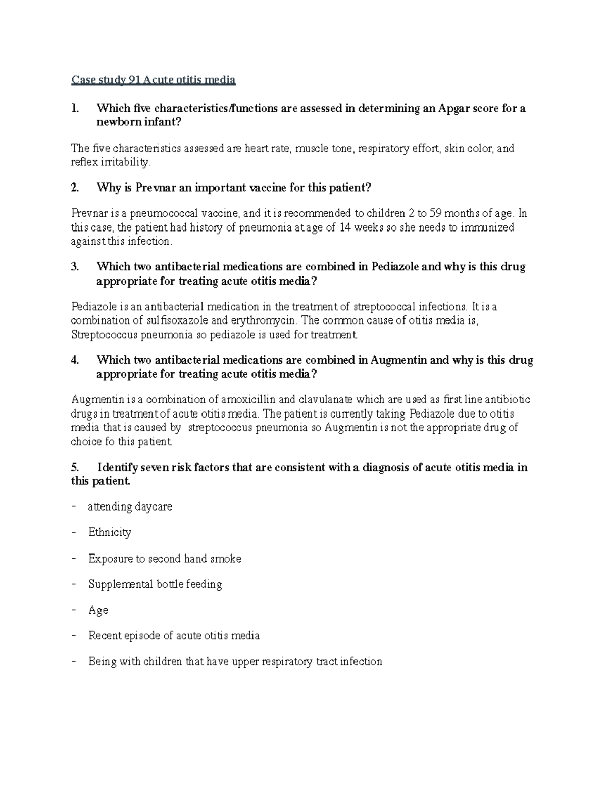 case study 91 acute otitis media