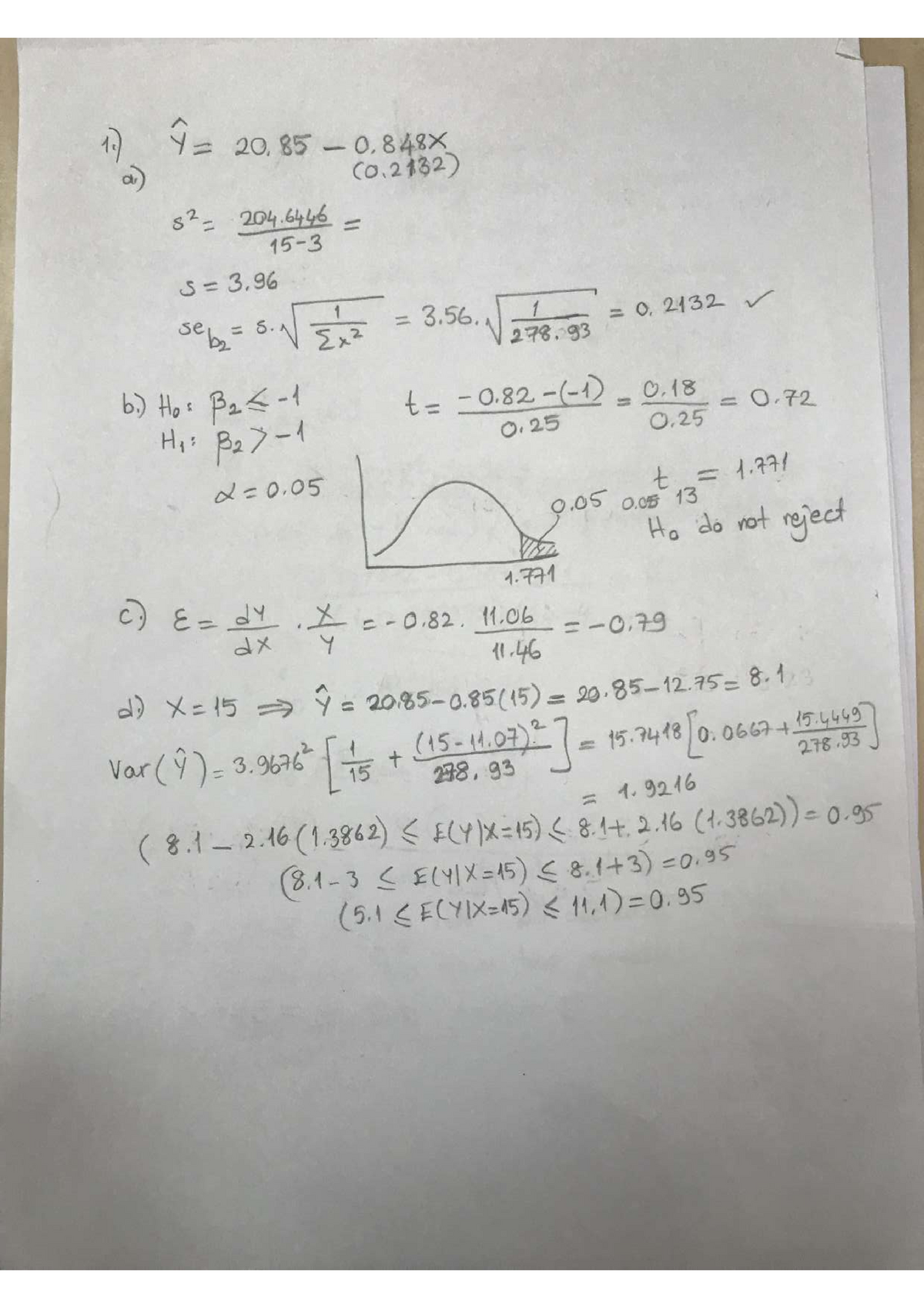 Midterm, Answers - Econometrics - Studocu