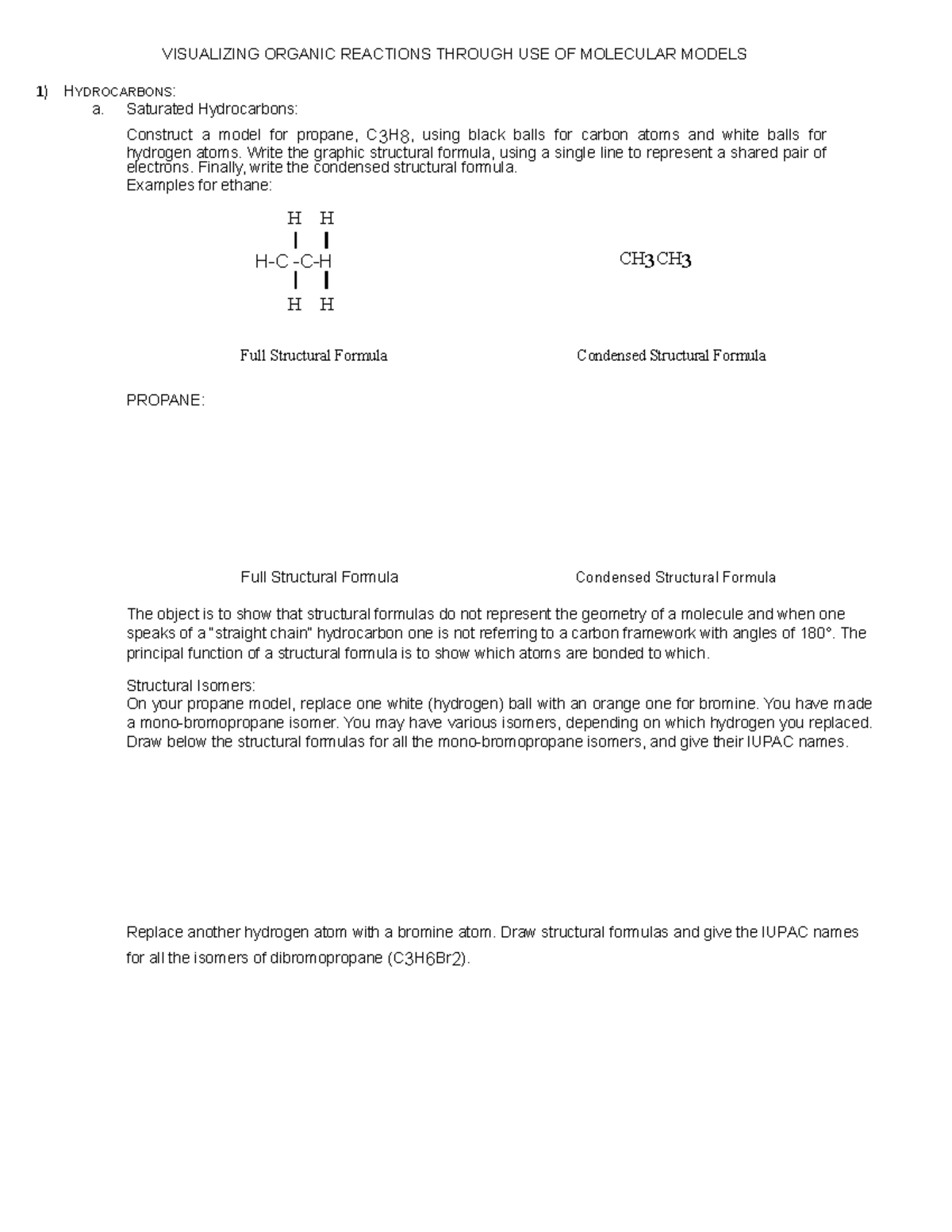 Organic models - VISUALIZING ORGANIC REACTIONS THROUGH USE OF MOLECULAR ...