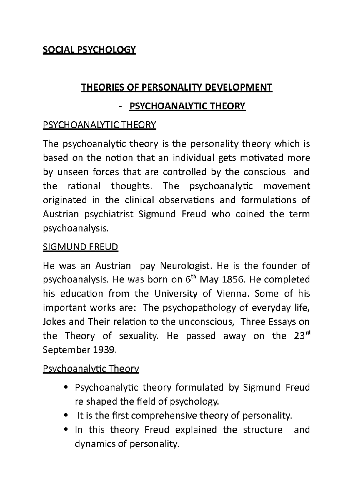 4. Social Psychology - Theories Of Personality Development ...