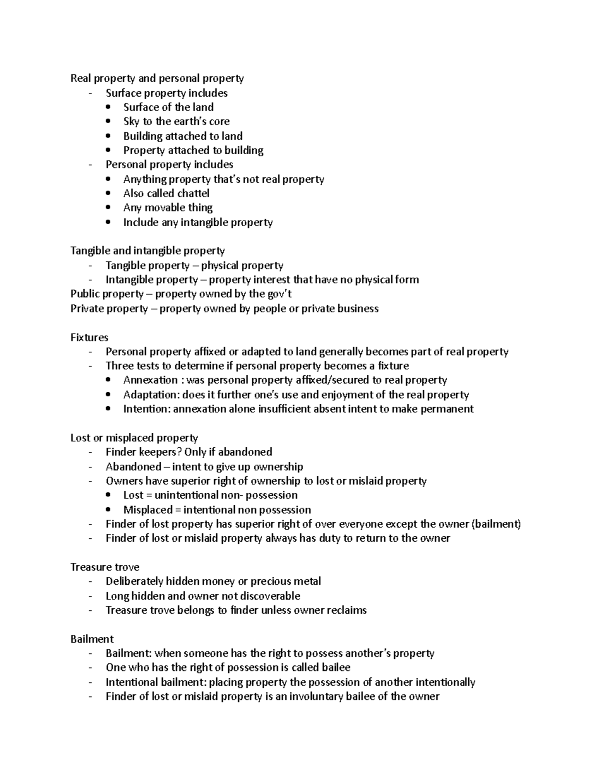 Law property notes Real property and personal property Surface