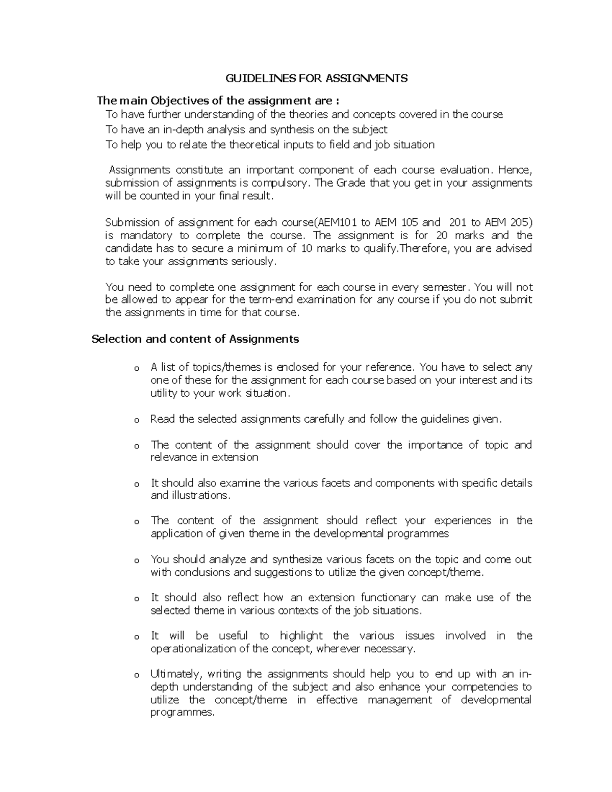 Guidelines for assignment - GUIDELINES FOR ASSIGNMENTS The main ...