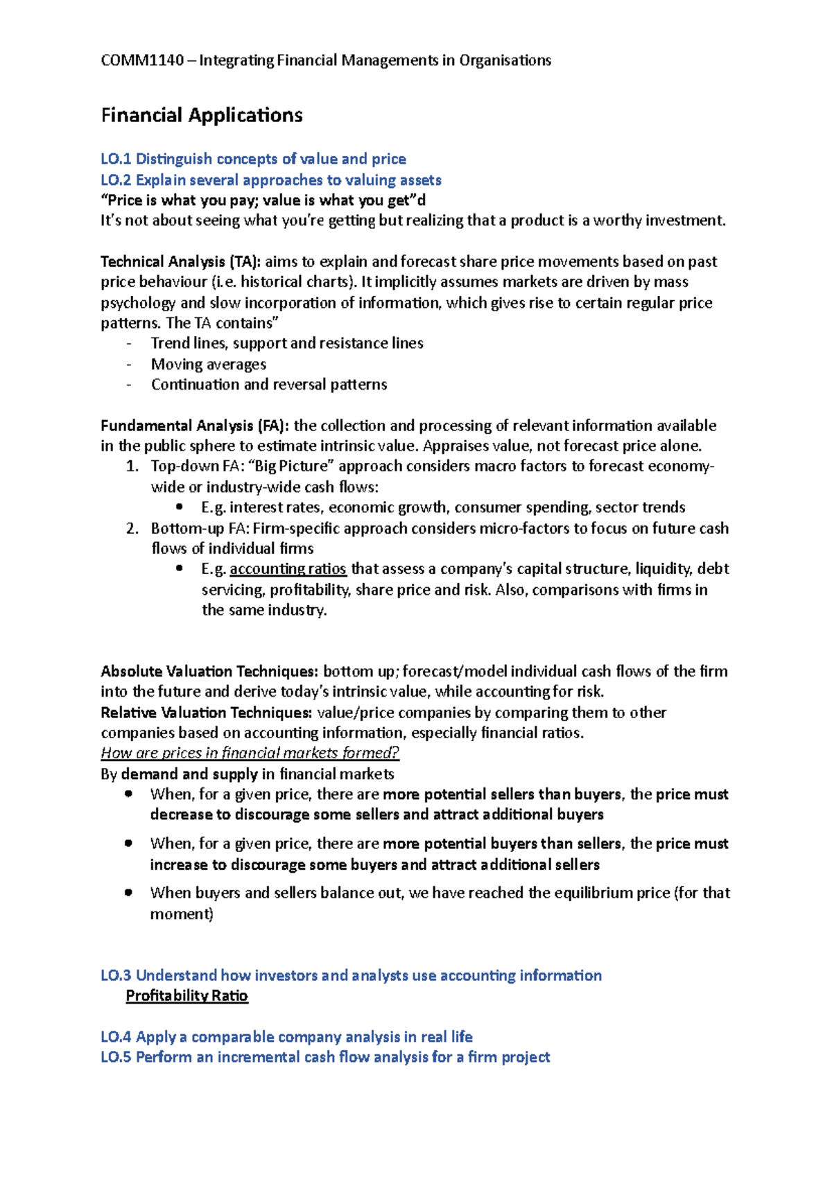 Financial Applications - Technical Analysis (TA): aims to explain and ...