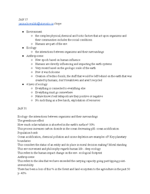 Syllabus ENV 222 2019 WINTER UOFT - School of the Environment ...