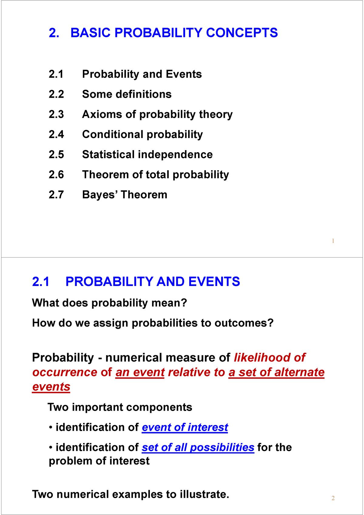 2. Probability (1) - CE2407A Lecture Notes. Slides By Professors - 2 ...