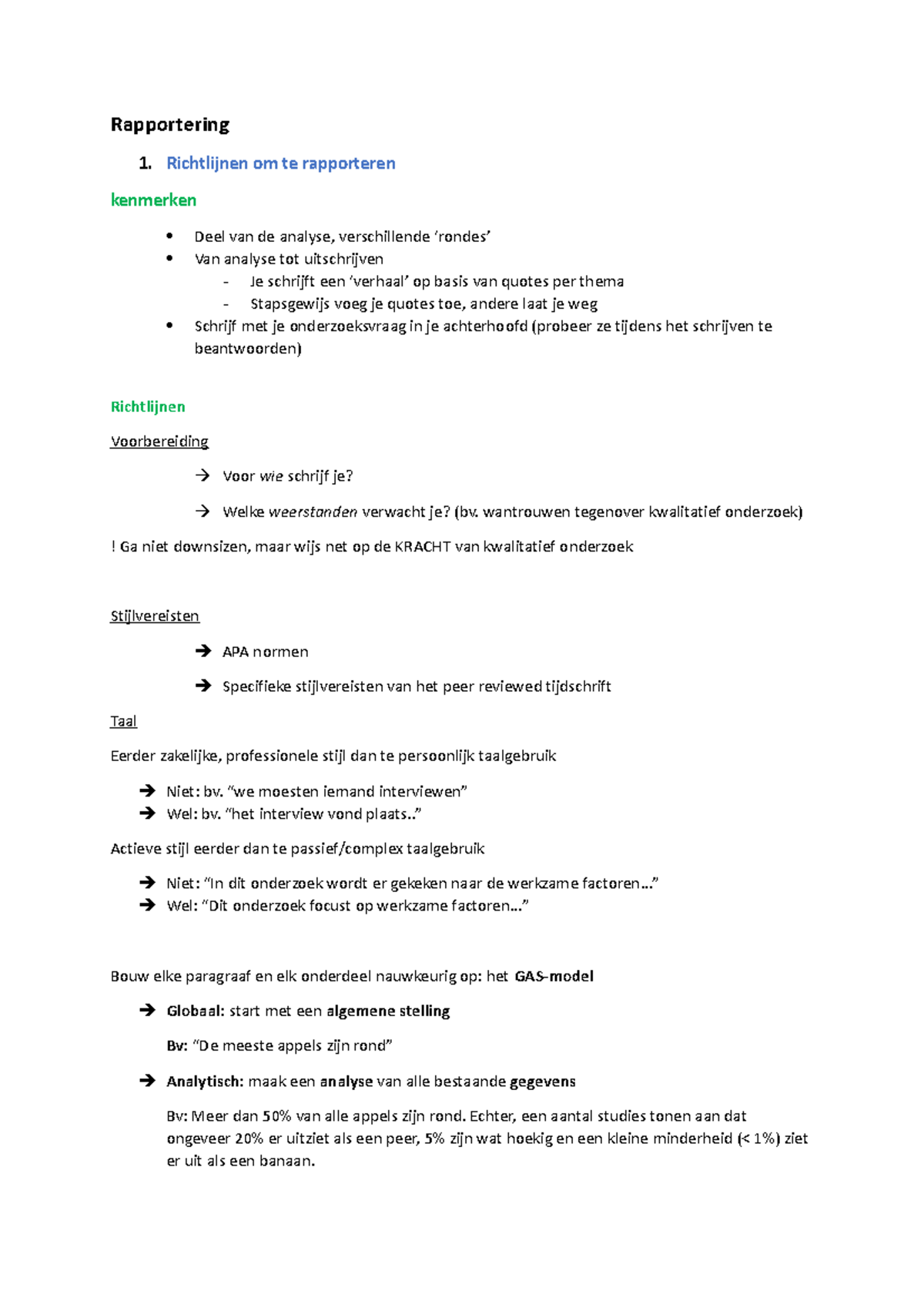 Rapportering - Samenvatting Kwalitatief onderzoek - Rapportering 1 ...