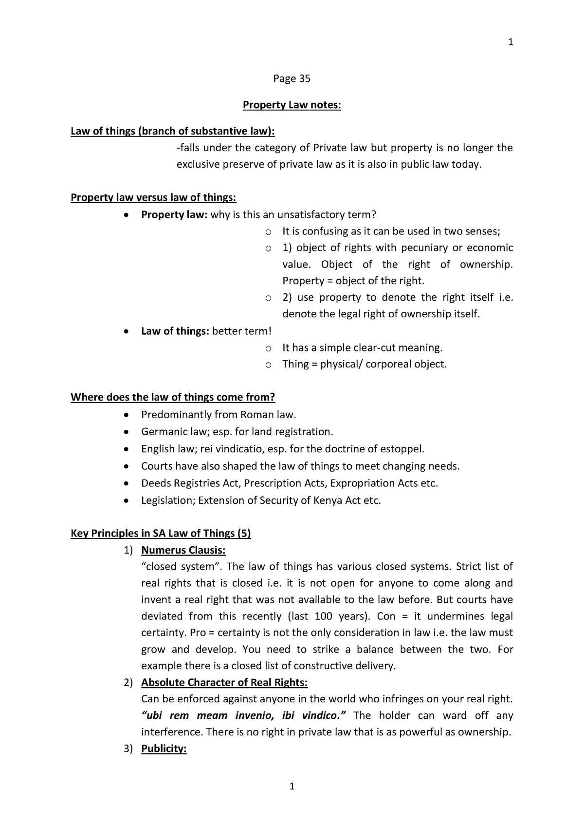 Property Semester 1 - Lecture Notes 1-10 - Page 35 Property Law Notes ...