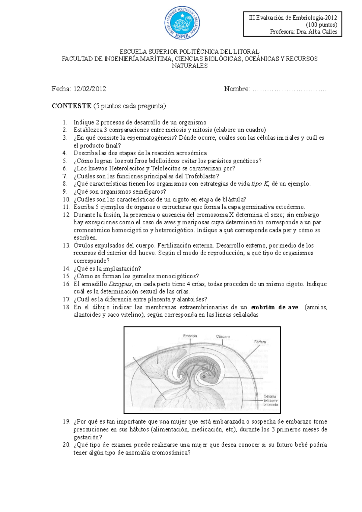 Examen De Muestra/práctica 17 Noviembre, Preguntas - III Evaluación De ...