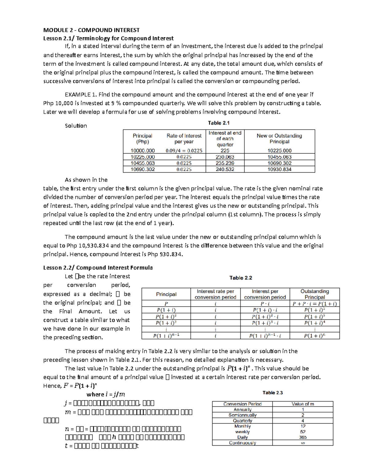 Module-2 Compound- Interest 1-9-1 - MODULE 2 - COMPOUND INTEREST Lesson ...