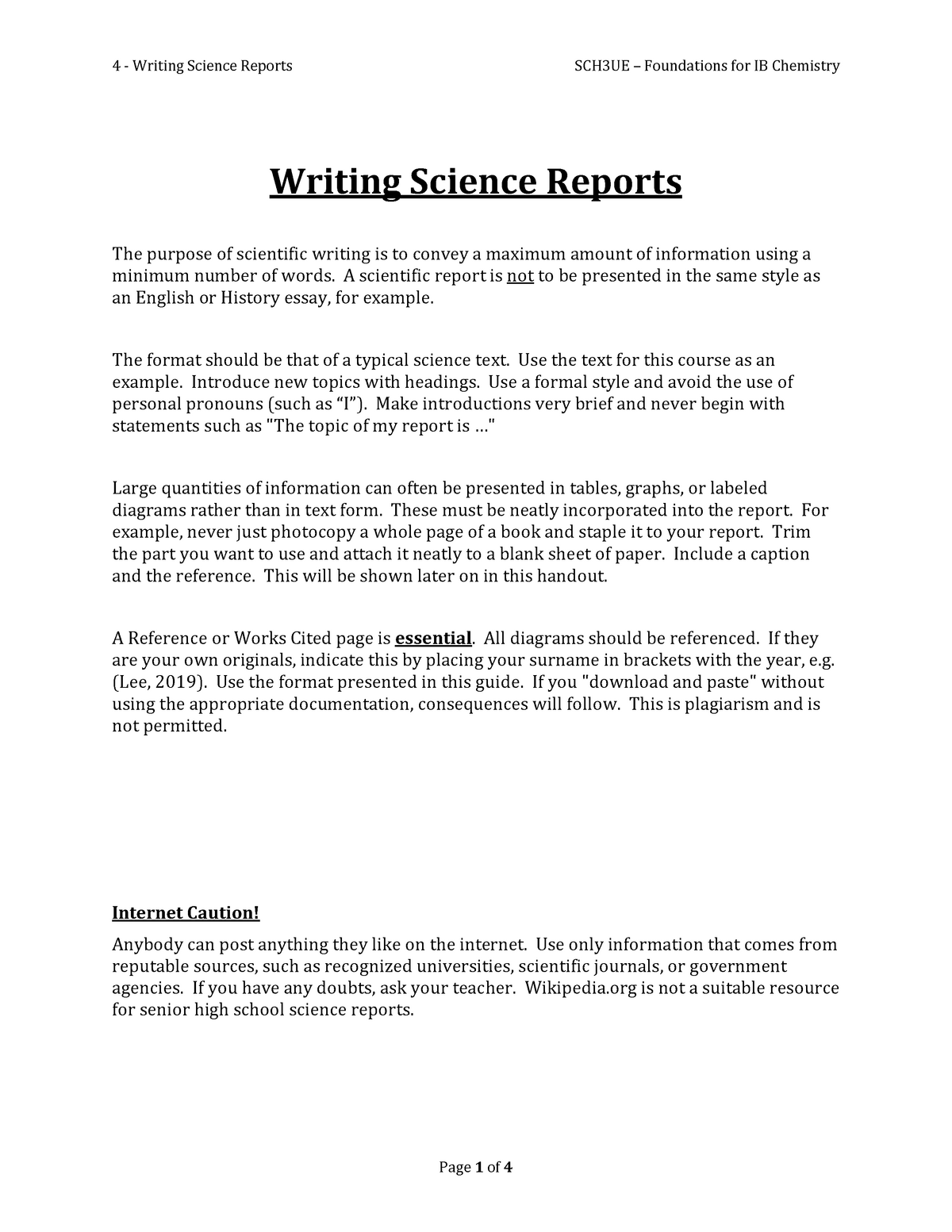 writing a science report discussion