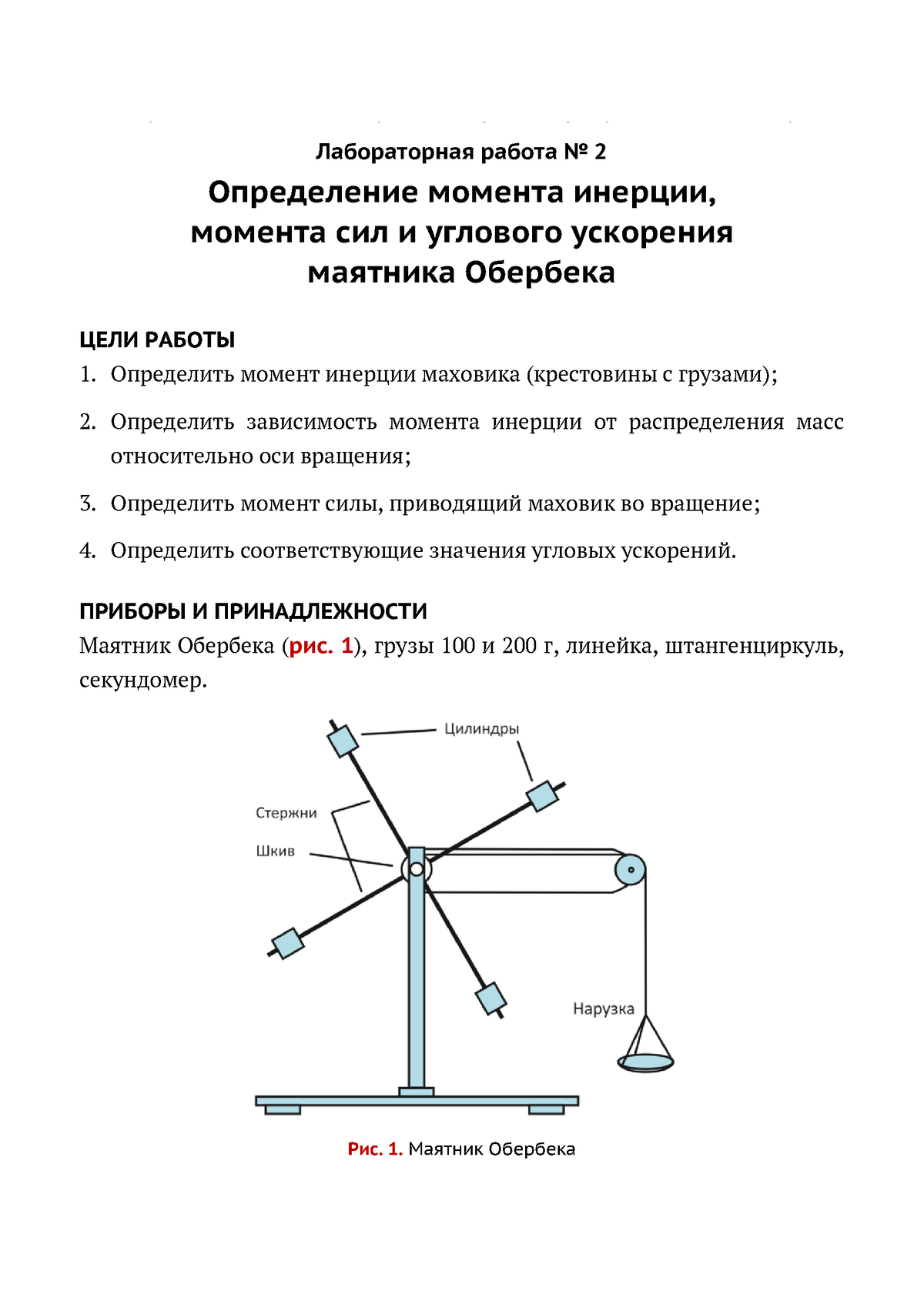 Маятник обербека законы