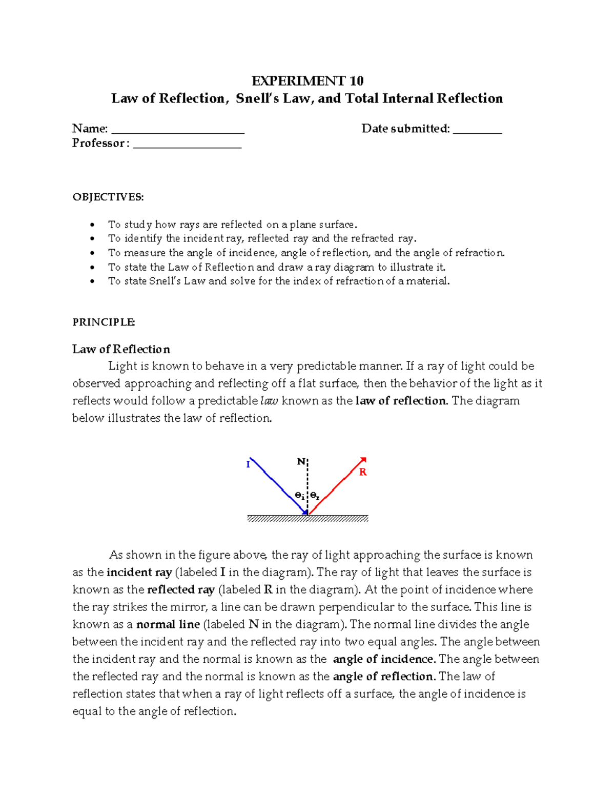 experiment-10-law-of-reflection-snell-s-law-and-total-internal