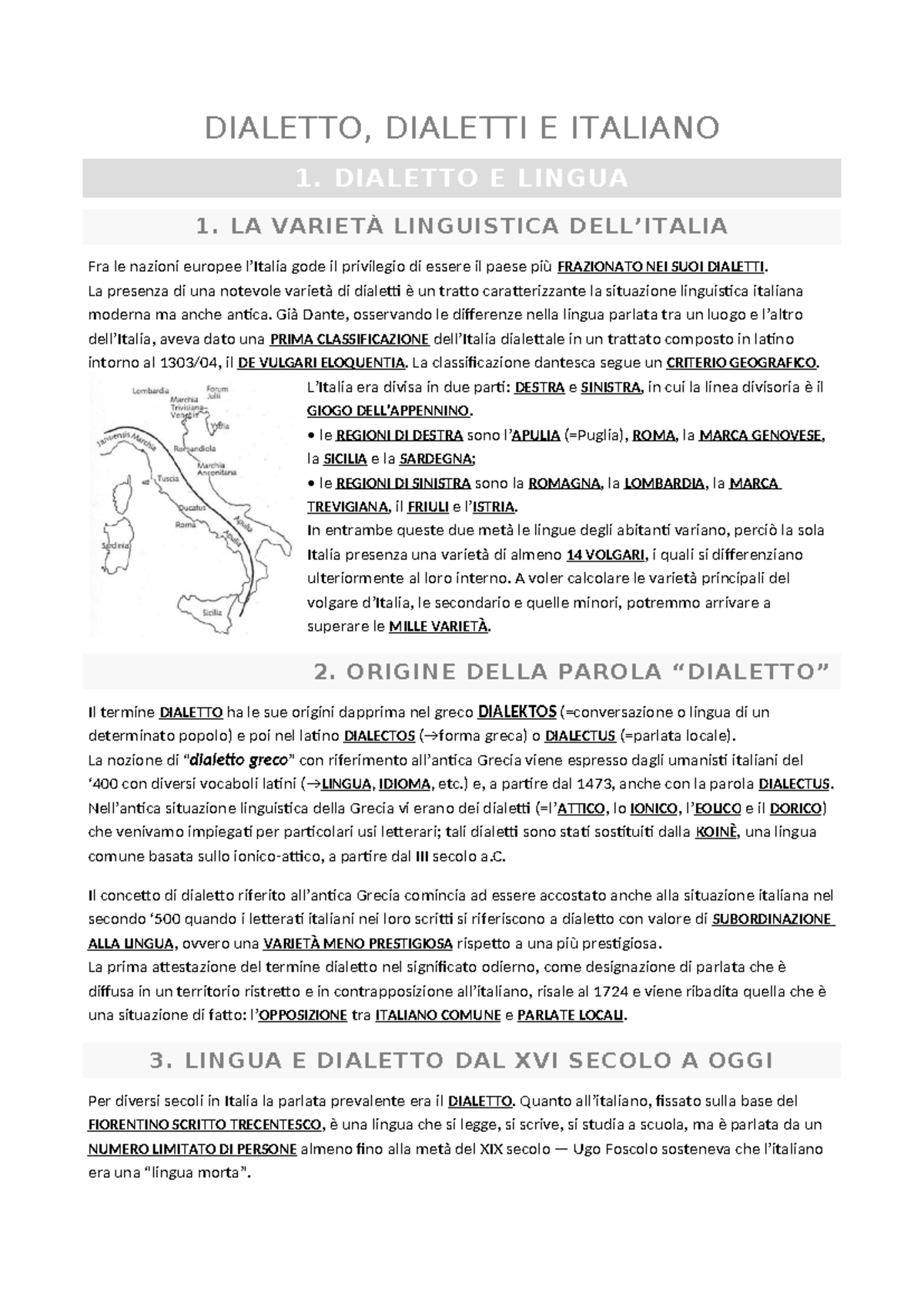 Dialettologia - Riassunto Dialetto, dialetti e italiano - DIALETTO ...