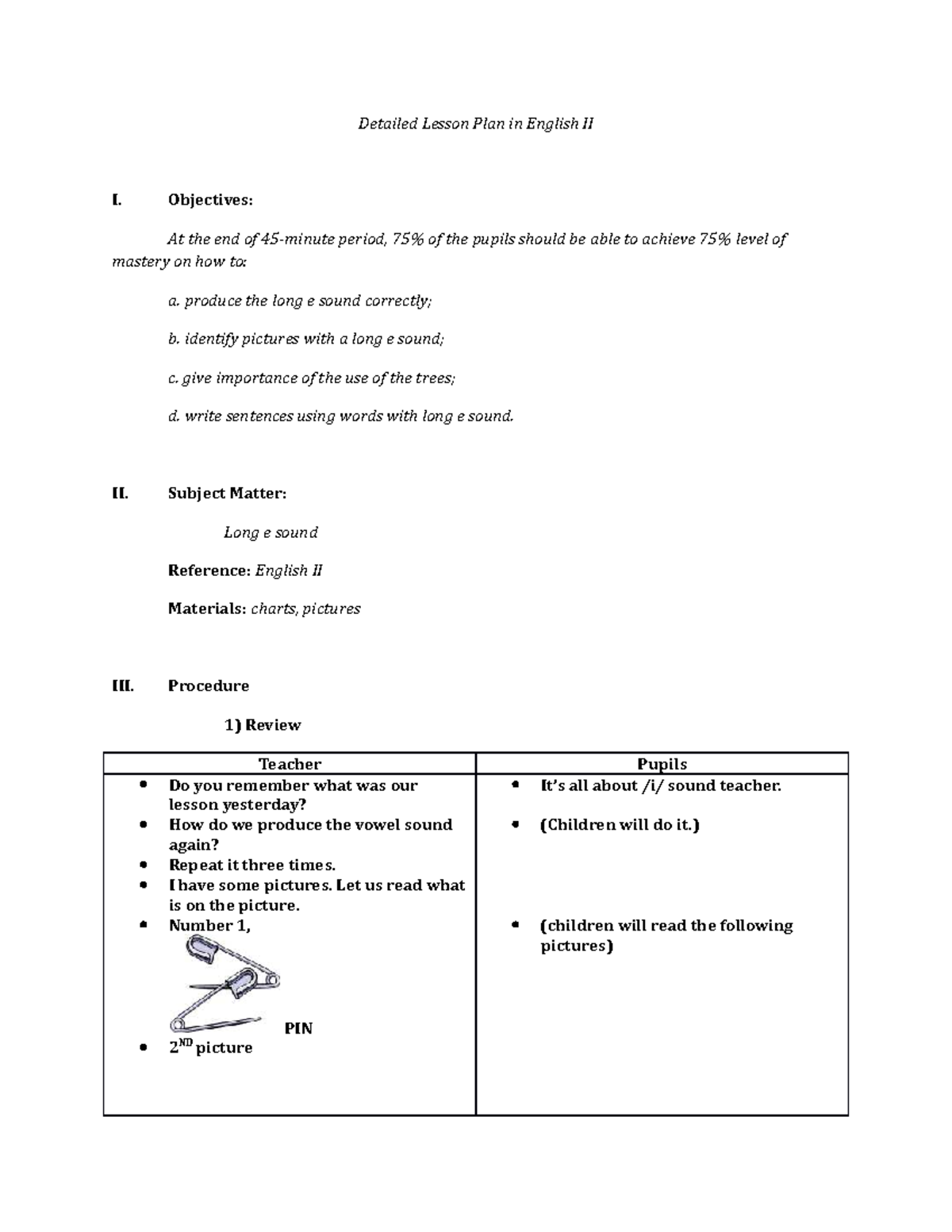 Detailed-LP - Sample Lesson Plan - Detailed Lesson Plan in English II I ...