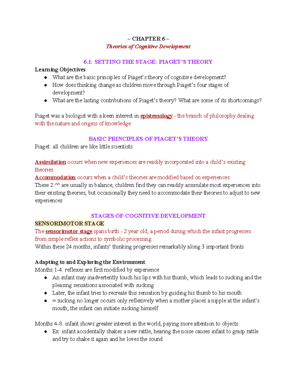 Chapter 6 - Textbook Notes - ~ CHAPTER 6 ~ Theories of Cognitive ...