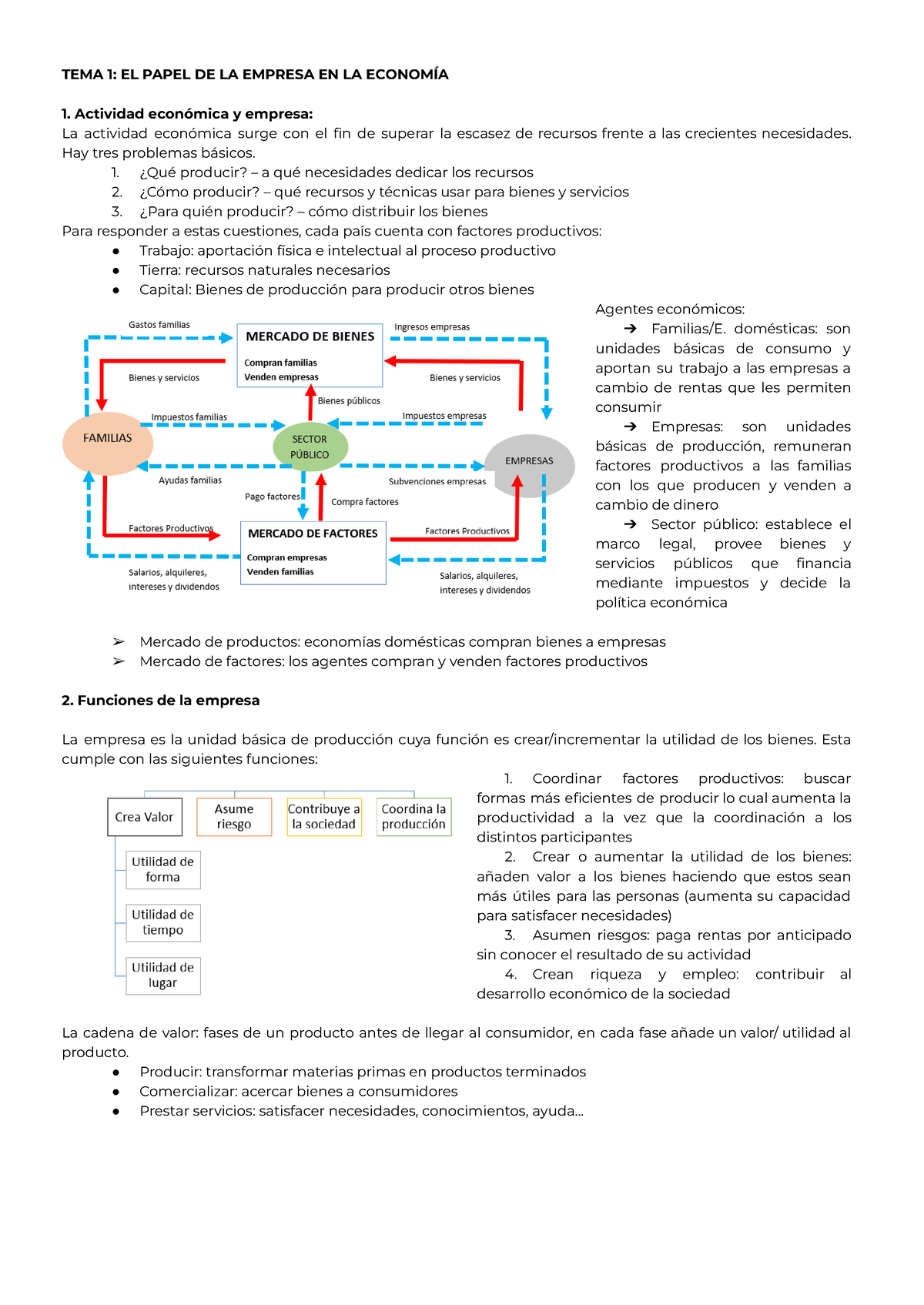 Resumen TEMA 1 ECON - Apuntes Para EvAU - TEMA 1: EL PAPEL DE LA ...