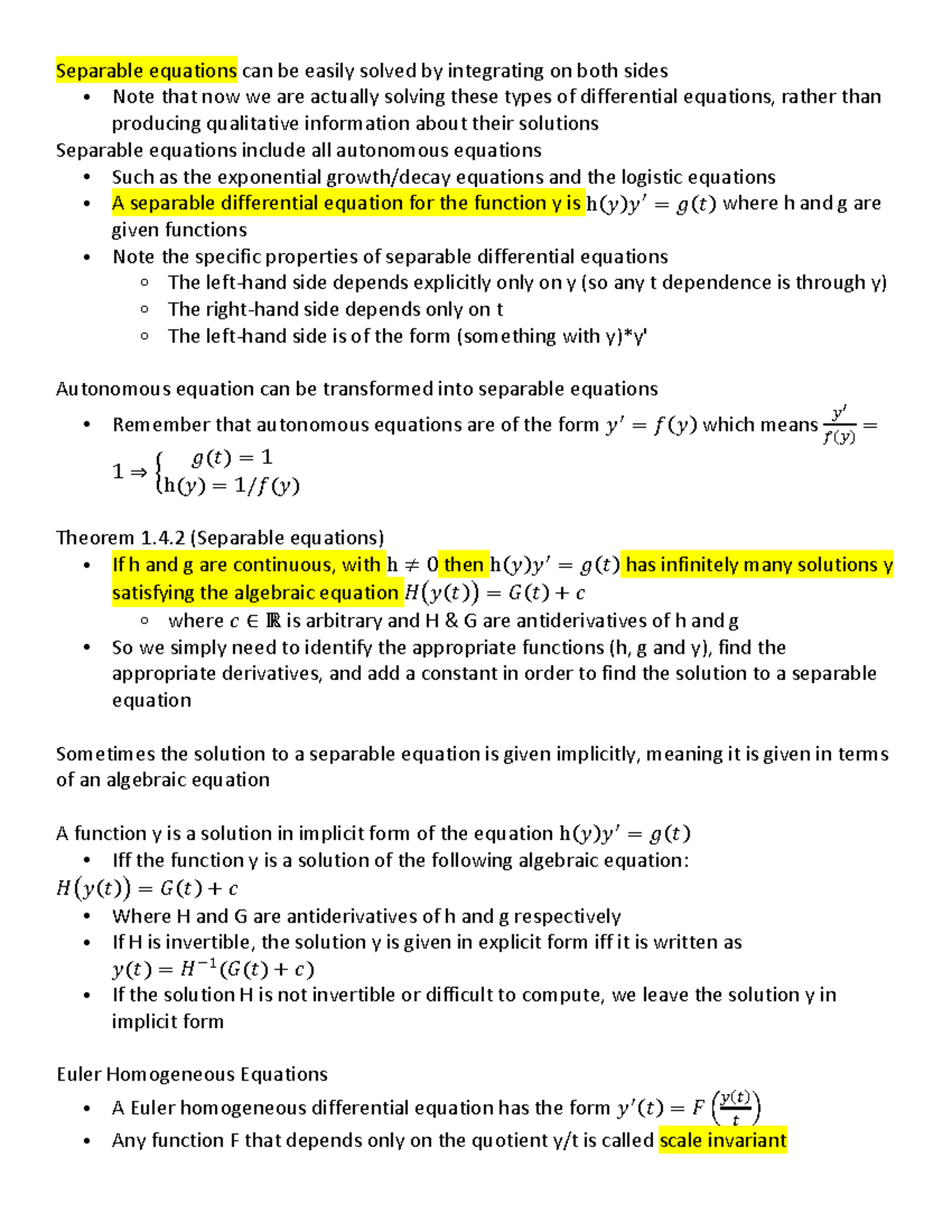MTH235 4 - 1.4 - Separable equations can be easily solved by ...