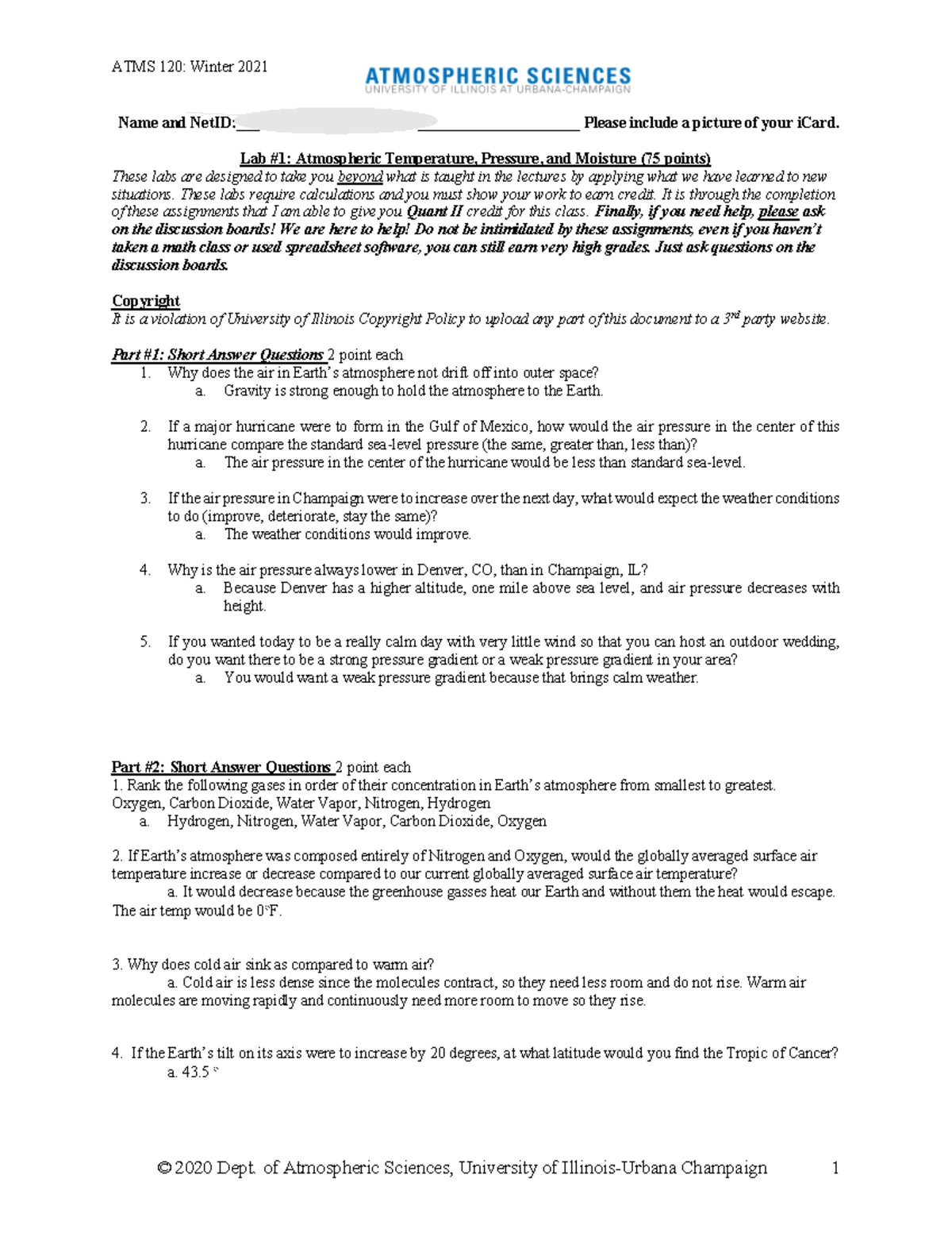 Lab 1 ATMS - ATSM 120 Lab 1 - Name and NetID:Carly Hoover Carlygh2 ...