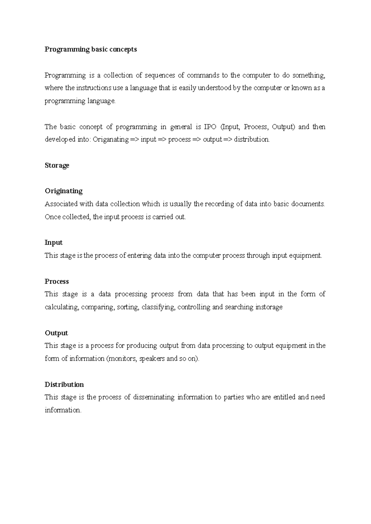 Programming basic concepts - Programming basic concepts Programming is ...