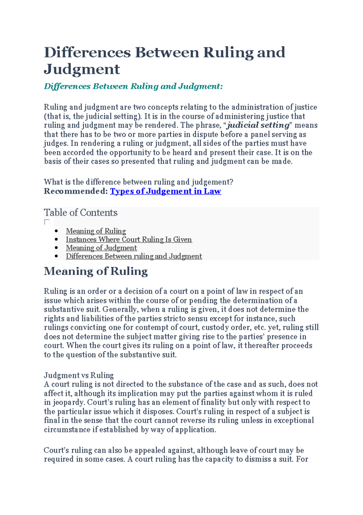 Differences Between Ruling And Judgment - Differences Between Ruling ...