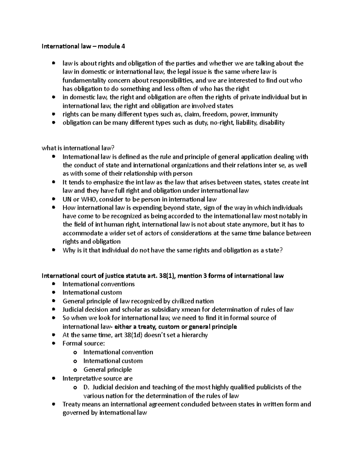 International law moudle 4 - International law – module 4 law is about ...