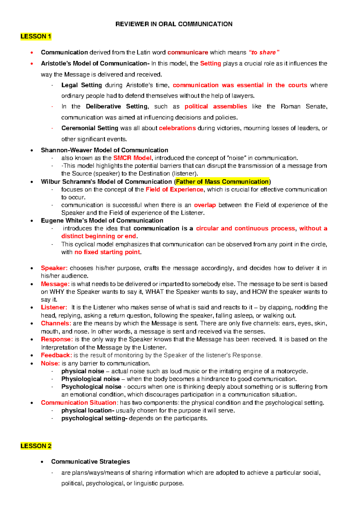 Reviewer IN ORAL Communication - REVIEWER IN ORAL COMMUNICATION LESSON ...