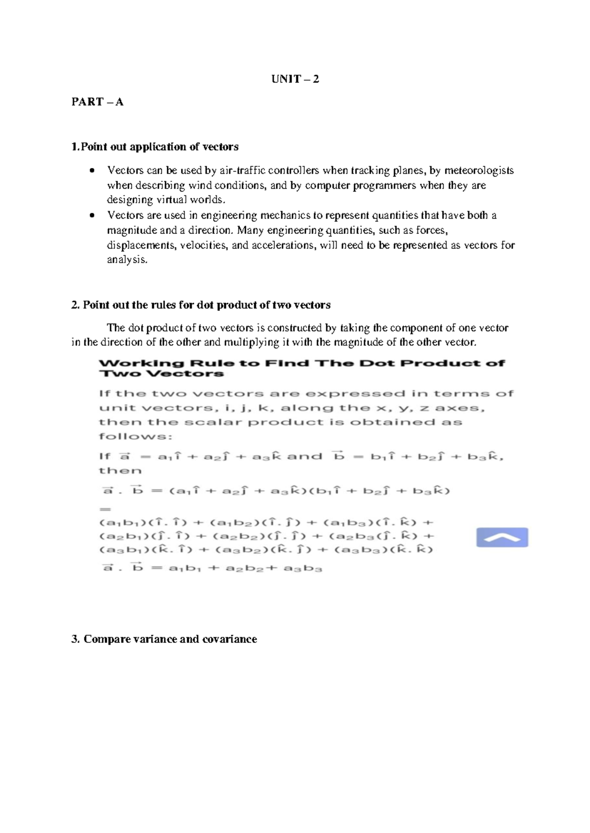 DS Unit 2 - ds dsds - UNIT – 2 PART – A 1 out application of vectors ...