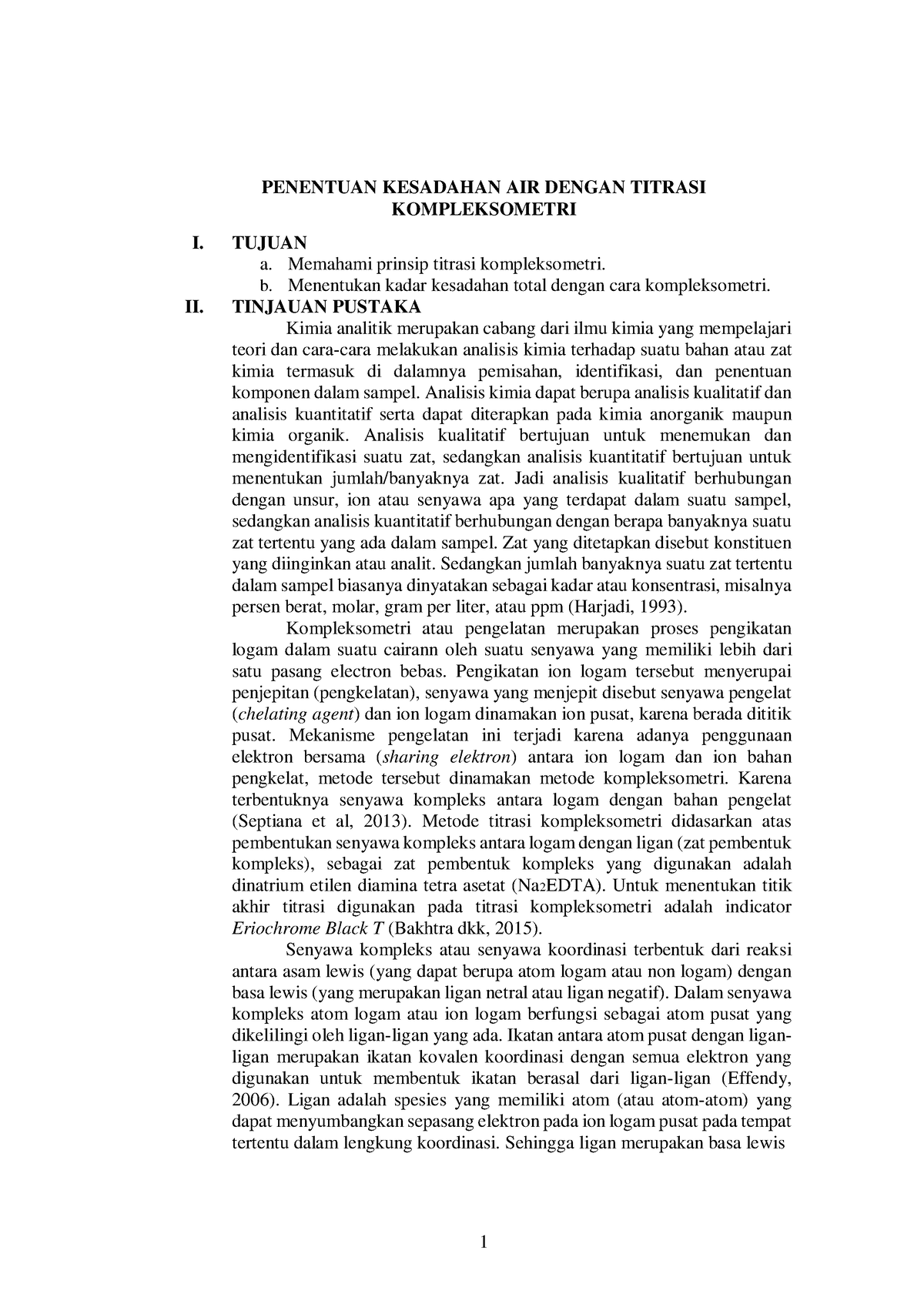 Penentuan Kesadahan AIR Dengan Titrasi Kompleksometri - PENENTUAN ...