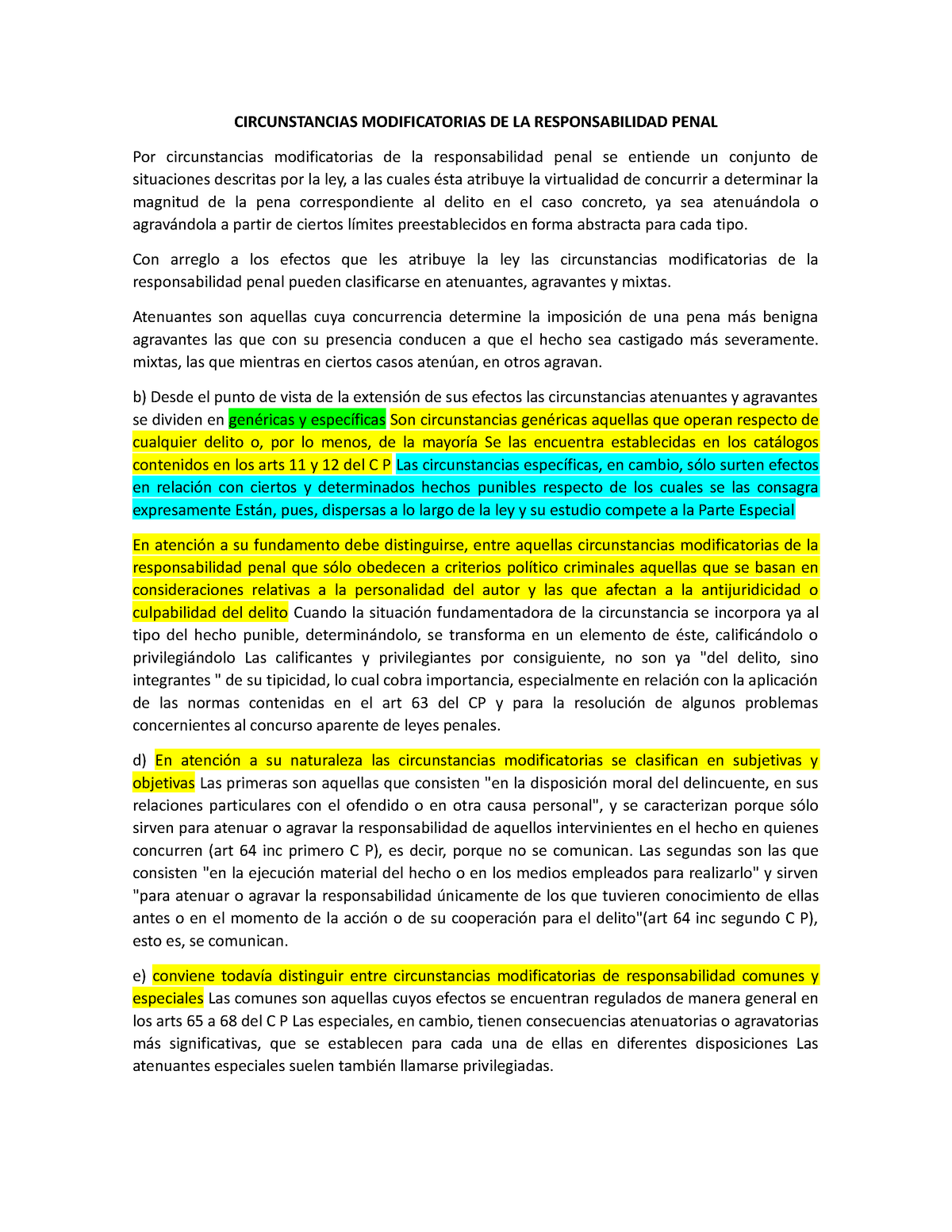 Circunstancias Modificatorias De La Responsabilidad Penal - Con Arreglo ...