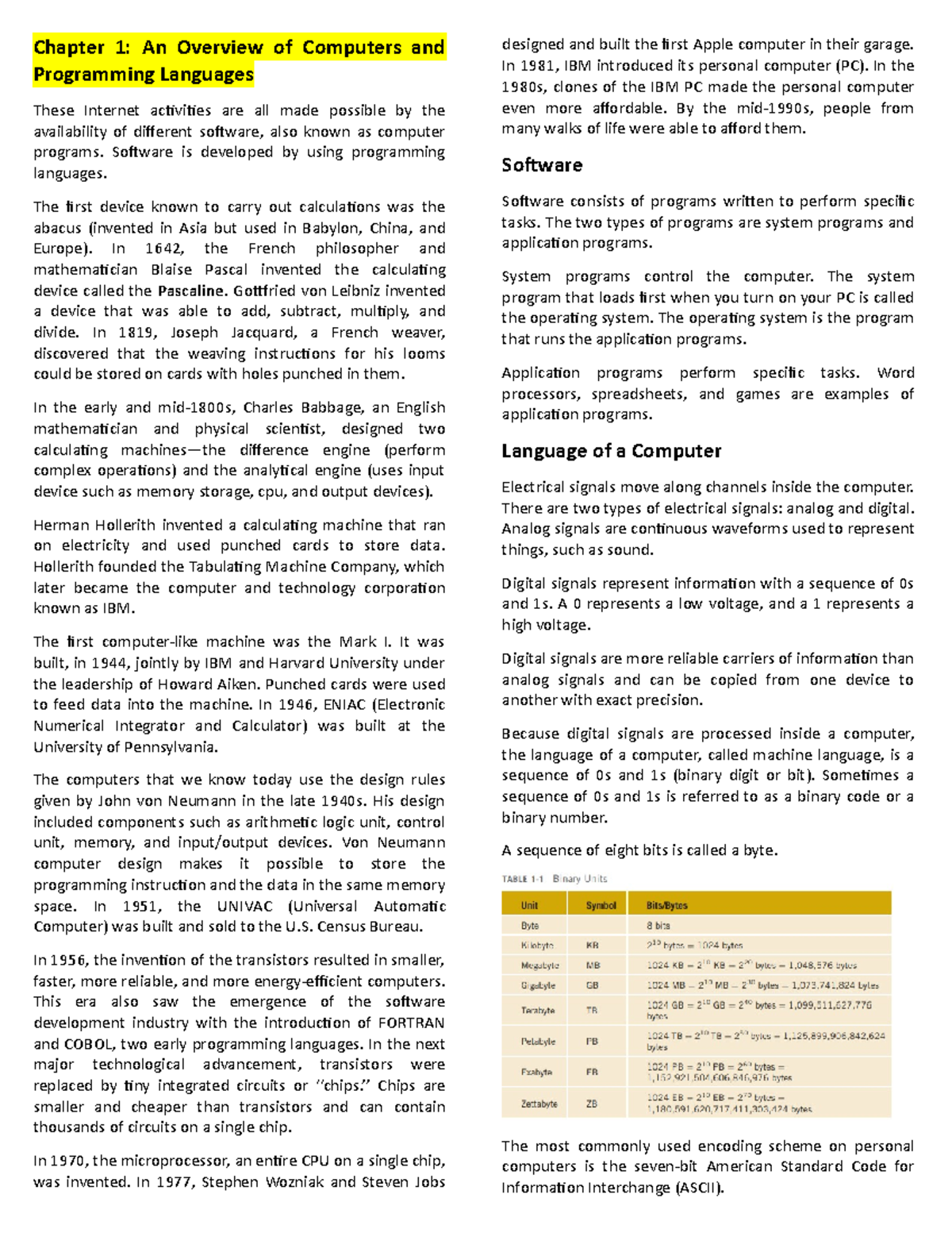 JAVA Programming Reviewer - Chapter 1: An Overview of Computers and ...