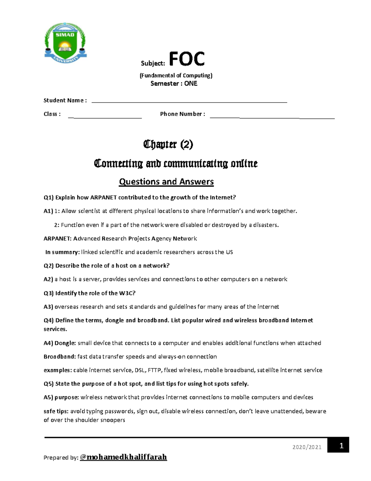 FOC Chapter 2( Connecting and communicatin online) - (Fundamental of ...