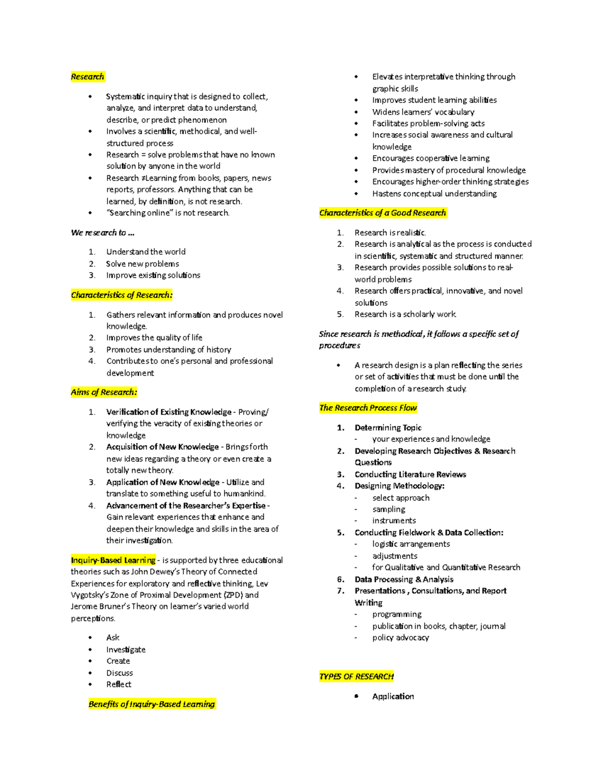 Practical Research Notes - Research Systematic inquiry that is designed ...