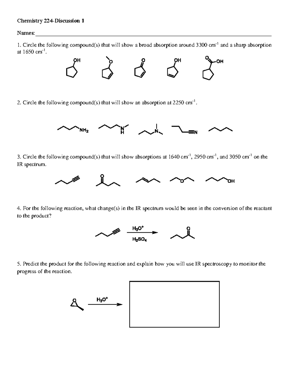 Discussion 1 - Chemistry 224-Discussion 1 - Studocu