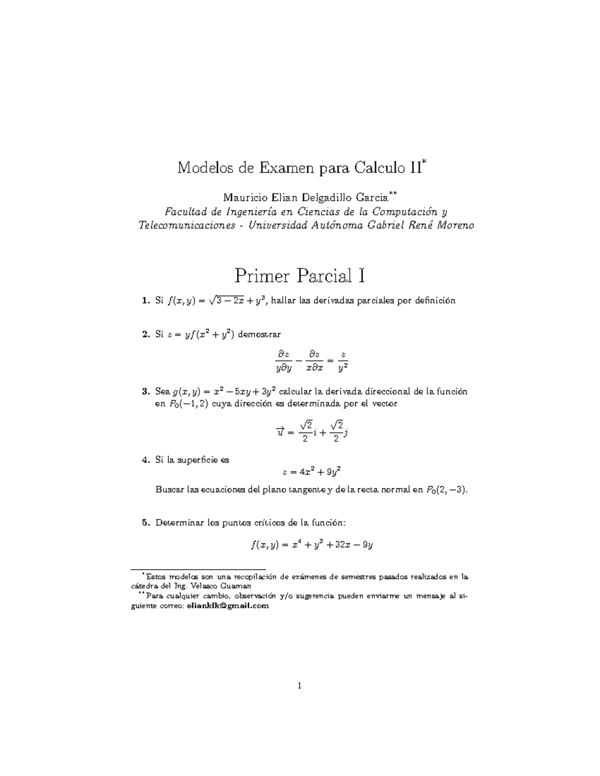 Calculo II Modelos De Examen - Modelos De Examen Para Calculo II ...