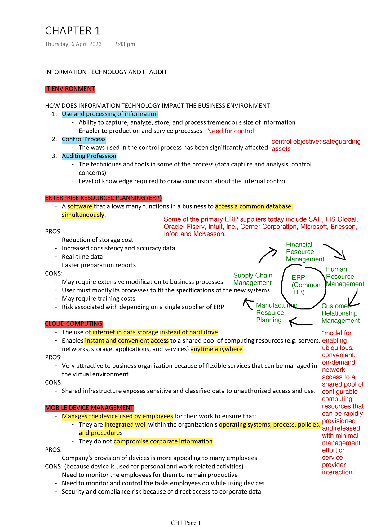 Chapter 1 Notes - keme keme keme - INFORMATION TECHNOLOGY AND IT AUDIT ...