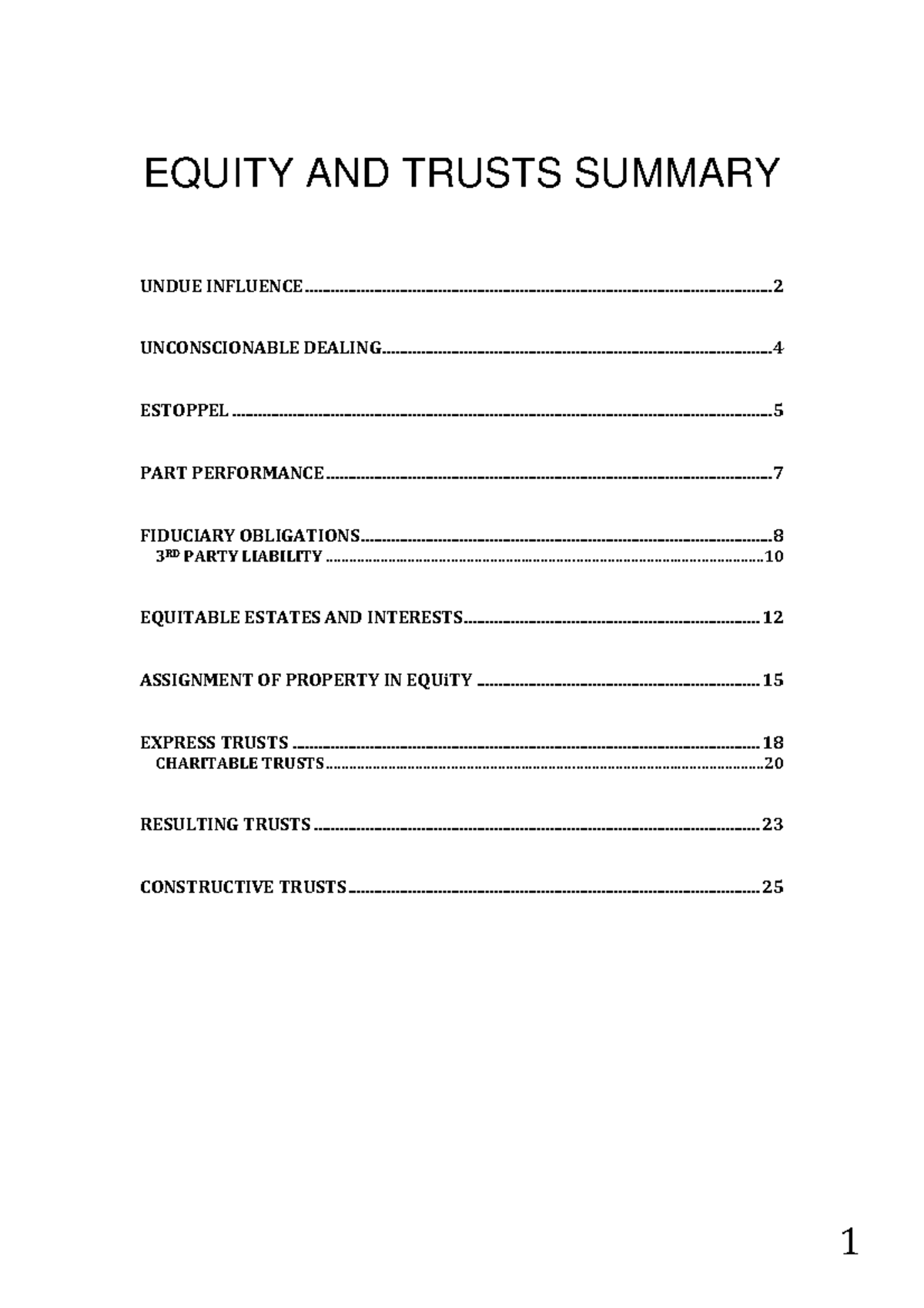 Equity and trusts concise exam notes hd standard - EQUITY AND TRUSTS ...