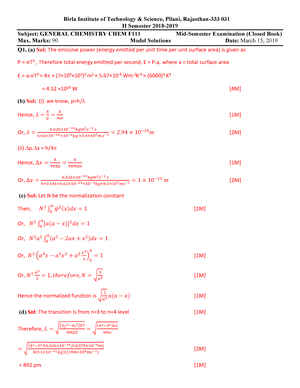 Chap09 - Lectures - 9 Chemical Equilibrium Solutions To Exercises ...