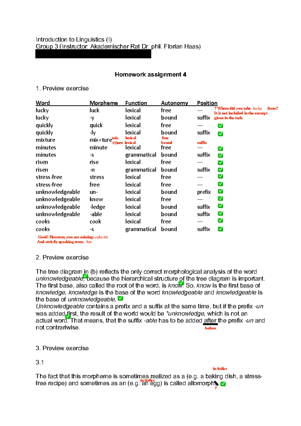 Assignment 4 English - Introduction to Linguistics (I) Group 3 ...