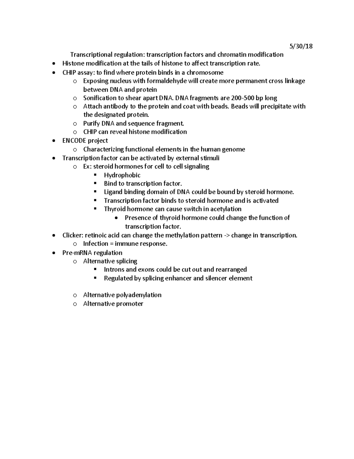 Molecular Biology 5 30 18 Transcriptional Regulation