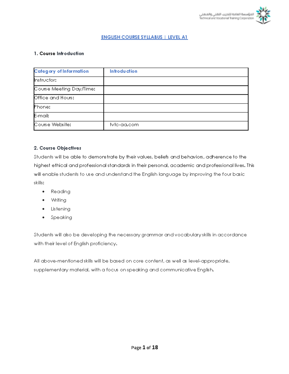 a1-syllabus-tvtc-2022-v1-updated-2022-12-03-english-course-syllabus