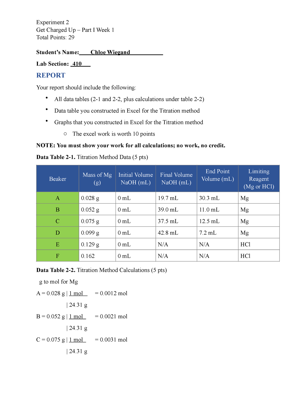 Exp. 2 - Get Charged Up Part 1 - week 1 - Experiment 2 Get Charged Up ...