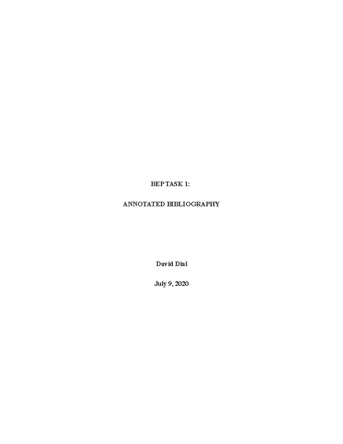 BEP TASK 1 Annotated Bibliography - BEP TASK 1: ANNOTATED BIBLIOGRAPHY ...