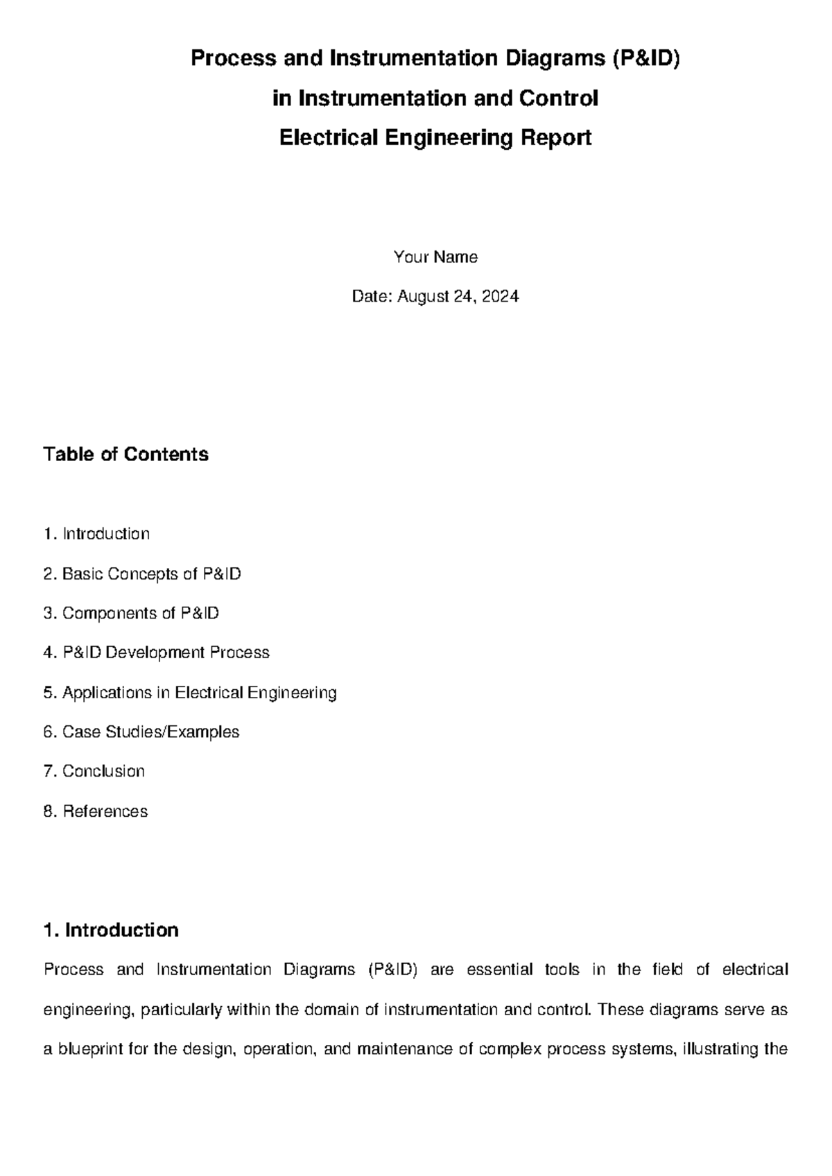 PID Instrumentation Control Report - Process and Instrumentation ...
