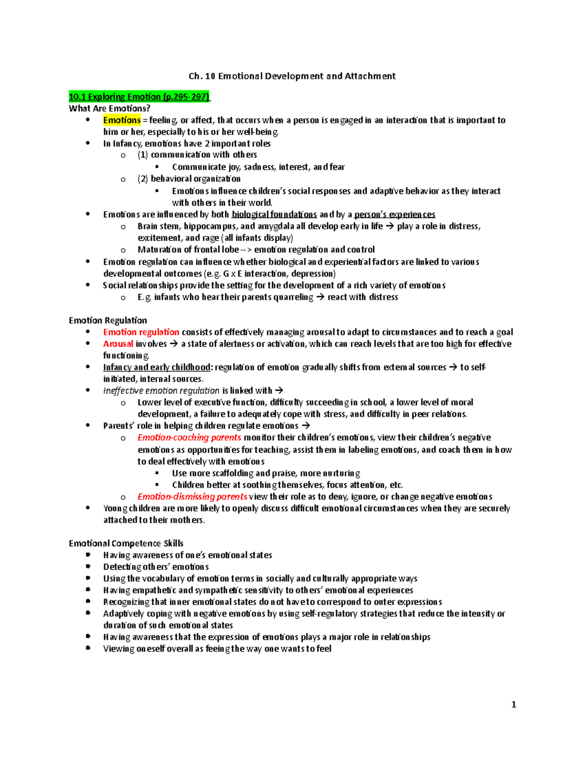Ch.10 - Emotional Development and Attachment - Ch. 10 Emotional ...