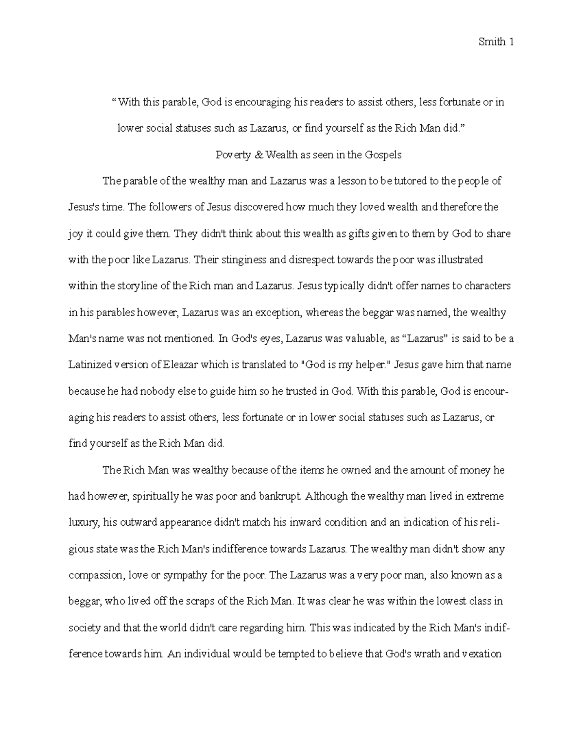 Jesus in Gospels Paper Final - “With this parable, God is encouraging ...