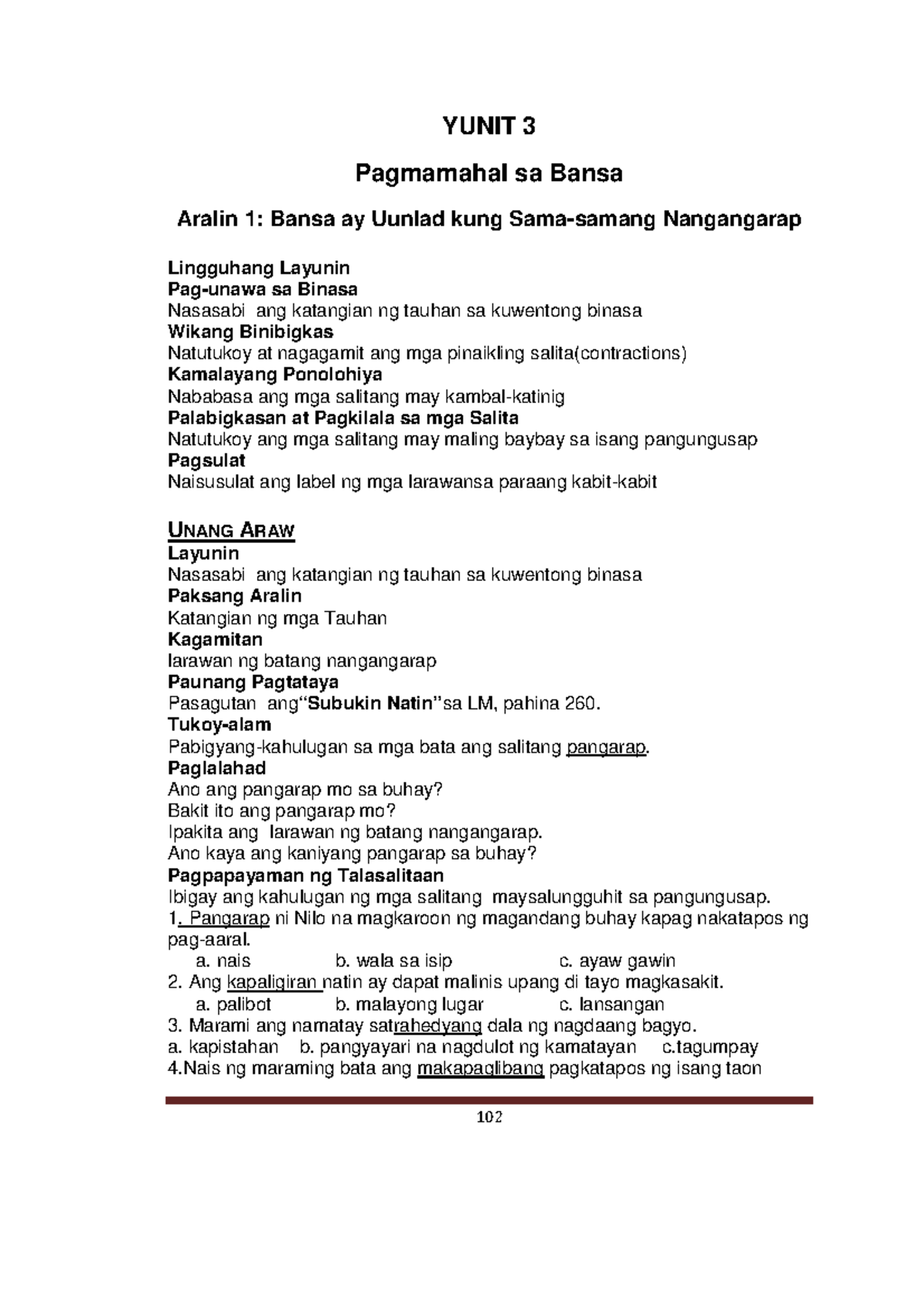 TG Filipino 2 Q3 - to help - YUNIT 3 Pagmamahal sa Bansa Aralin 1 ...