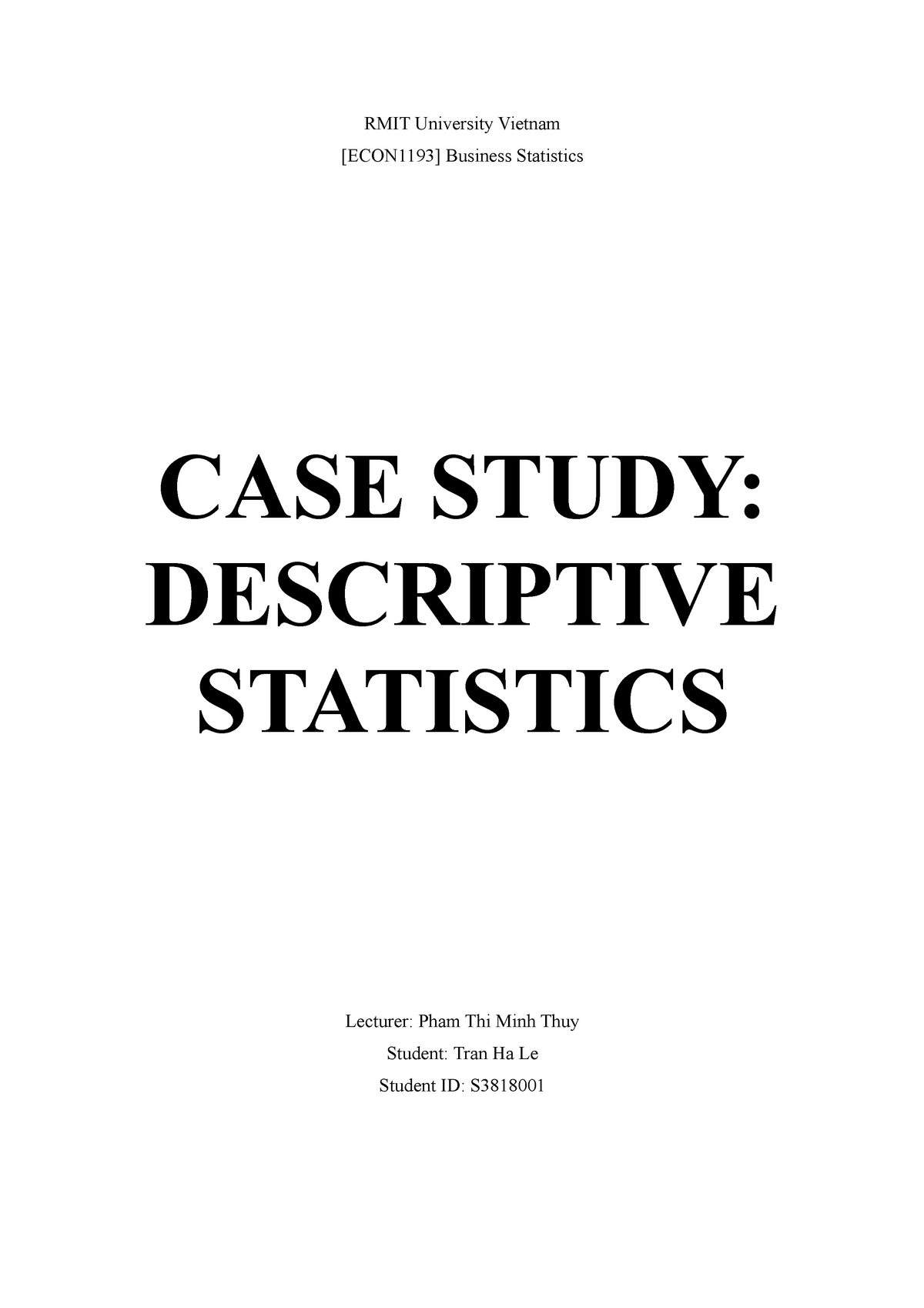 rmit business statistics assignment