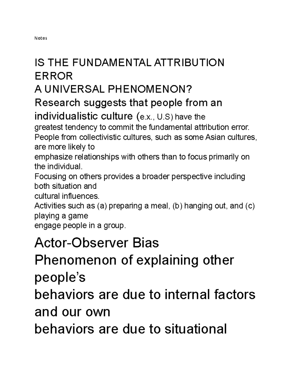 research findings on the fundamental attribution error suggests that